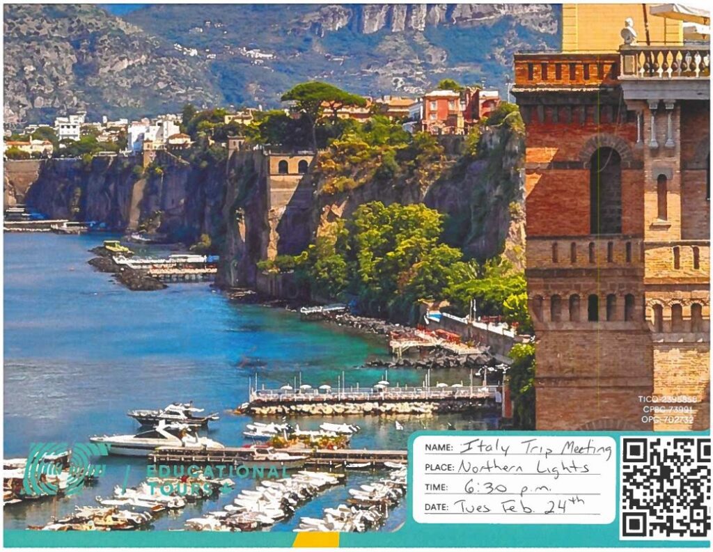 Italy trip meeting poster