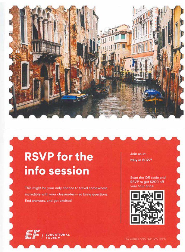 Italy trip RSVP Poster